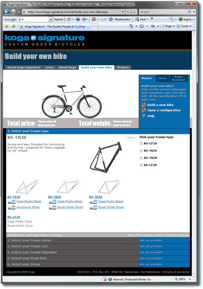 Koga Signature Build Your Bike screenshot