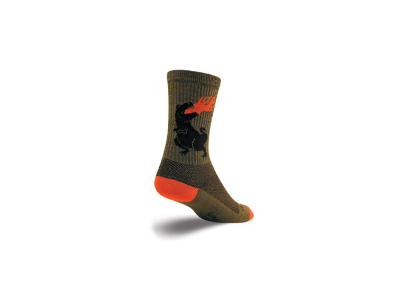 Sock Guy Wool Dinosaur Crew Socks click to zoom image