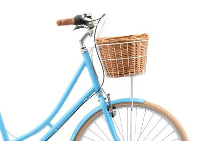 Reid Bikes Standard White Basket Kit + Wicker Basket for Vintage Bikes click to zoom image