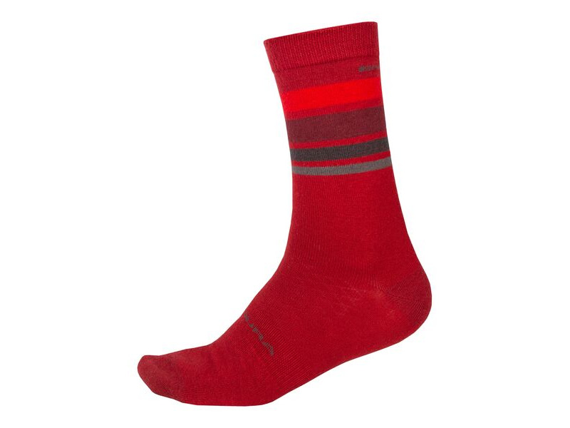 Endura BaaBaa Merino Stripe Socks Red click to zoom image