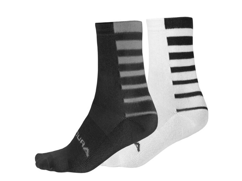 Endura Coolmax Stripe Socks (Twin Pack) Black click to zoom image