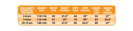 Altura Size Chart