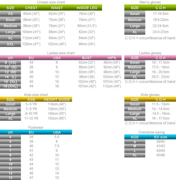 Endura Bike Shorts Size Chart